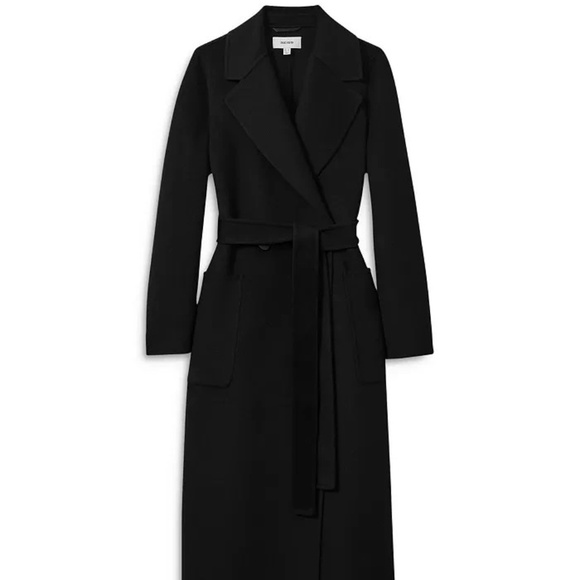 NWT Reiss Lucia Belted Wool Blend Double Breasted Coat in Black - Picture 3 of 12